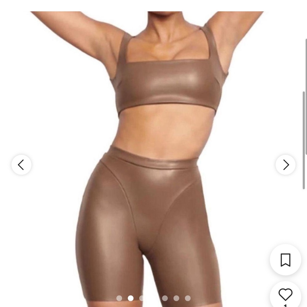 Skims Brown Faux Leather shorts